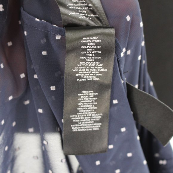 Self-Portrait Navy White Swiss Dot Plumetis Frilled One Shoulder Blouse Top 0 XS - Picture 9 of 9